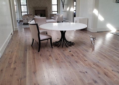 Refinished hardwood floor in a North Atlanta dining area