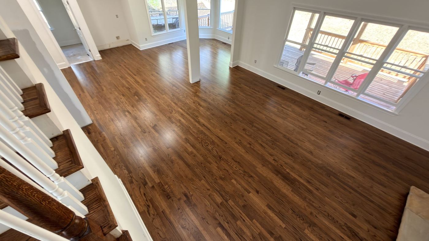 Refinished hardwood floor and staircase, The Hardwood Guys