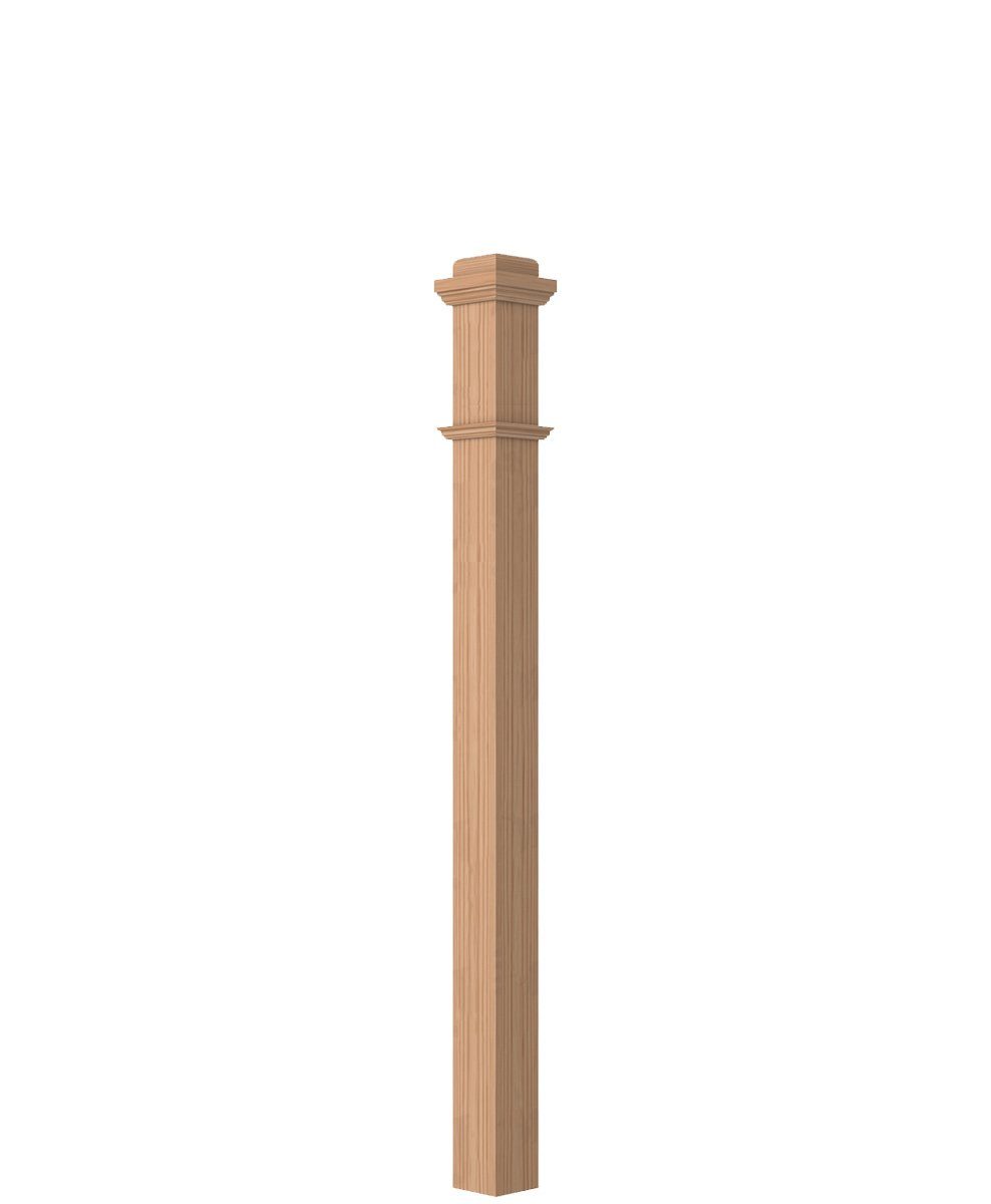 3-1/2" Base Red Oak Box Newel - Unfinished x 50"