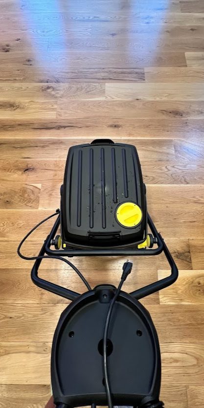 The power buffer The Hardwood Guys use for screen-and-recoat deep cleans