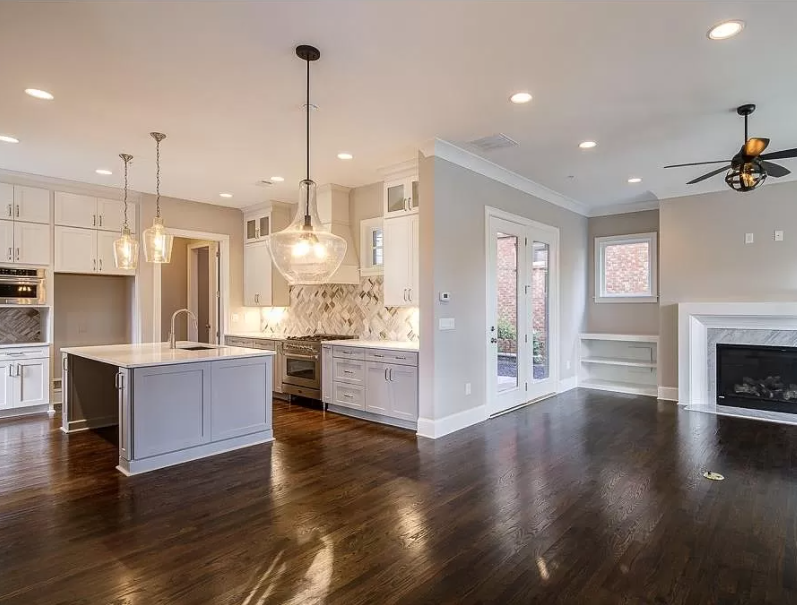 Dark-stained hardwood flooring in a Marietta, GA area home