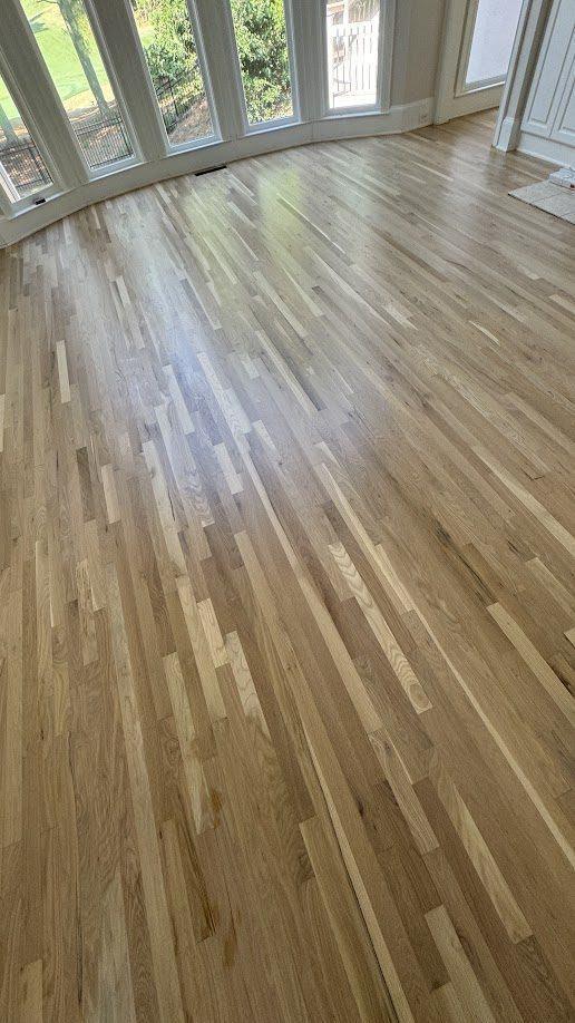 White oak hardwood floor installation in a Woodstock, GA home