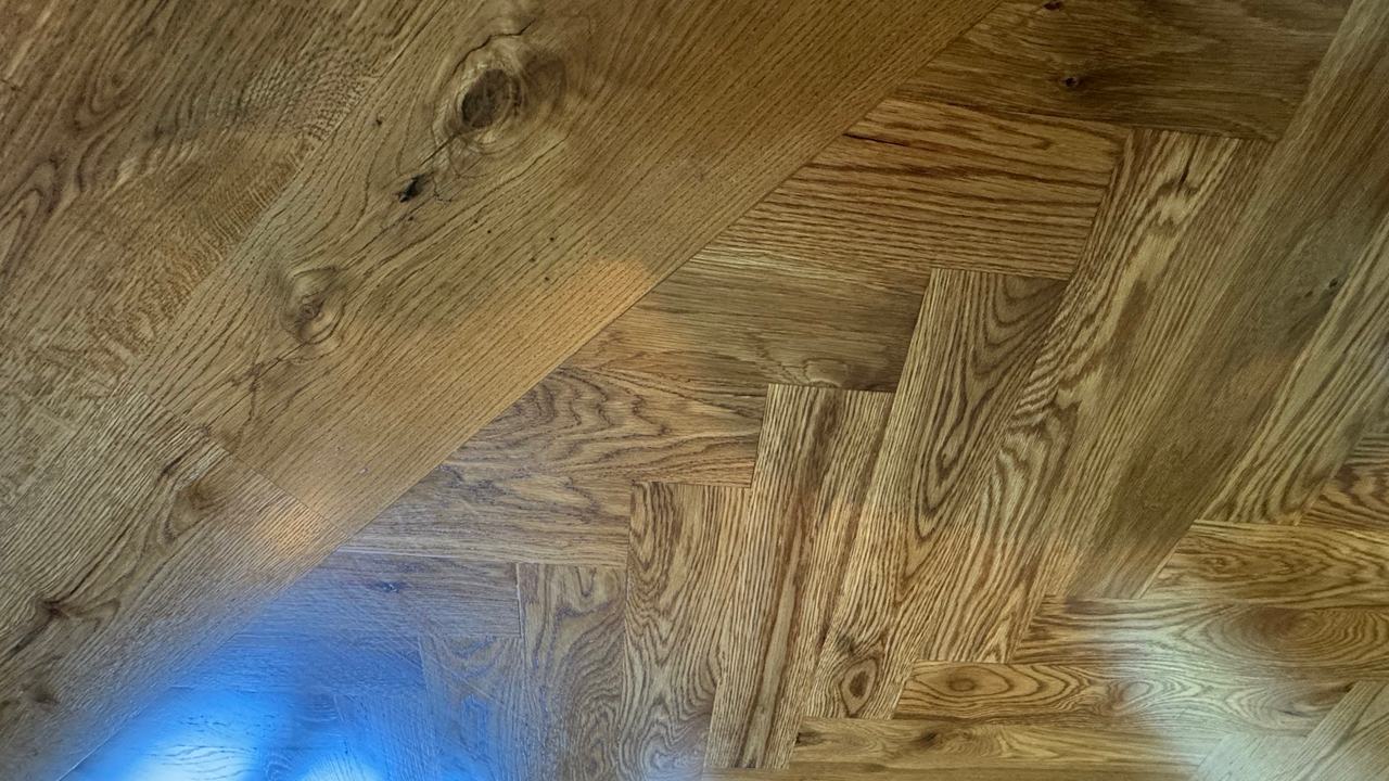 Herringbone Pattern! Transforming Homes with High-End — project photo by The Hardwood Guys