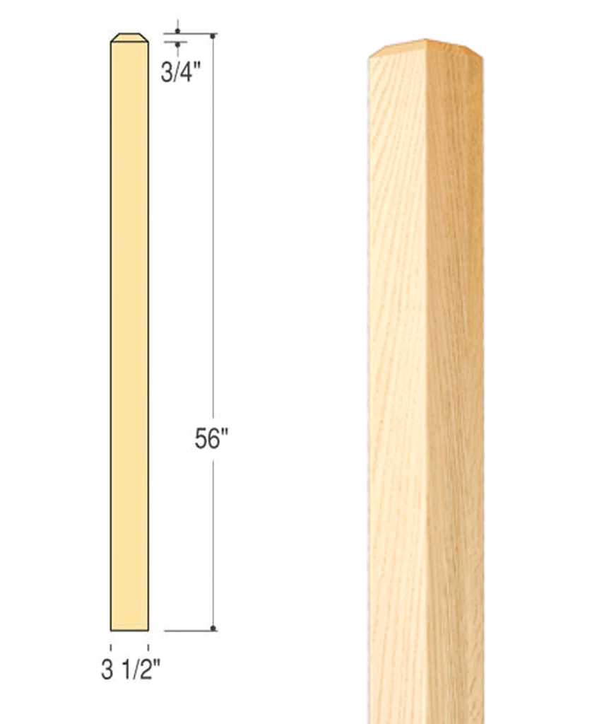 4076 Craftsman Newel (Plain) 3-1/2" x 56" White Oak, photo 2 of 2