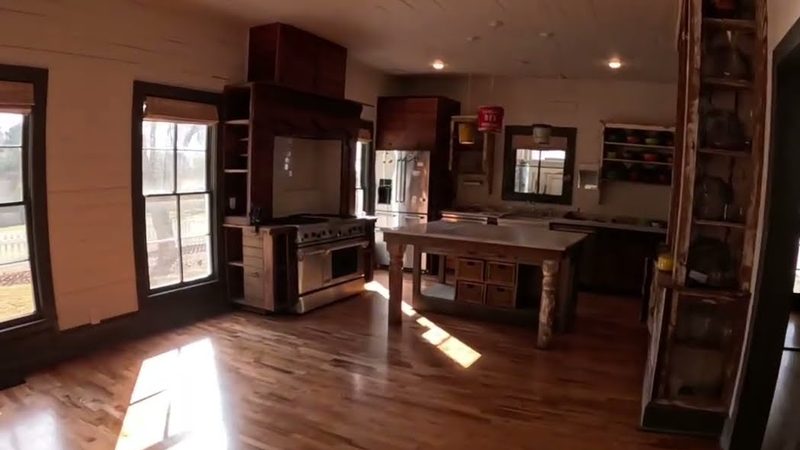 Refinished hardwood floor, kitchen island and range in a historic 1900 home, refinishing in Cumming, GA