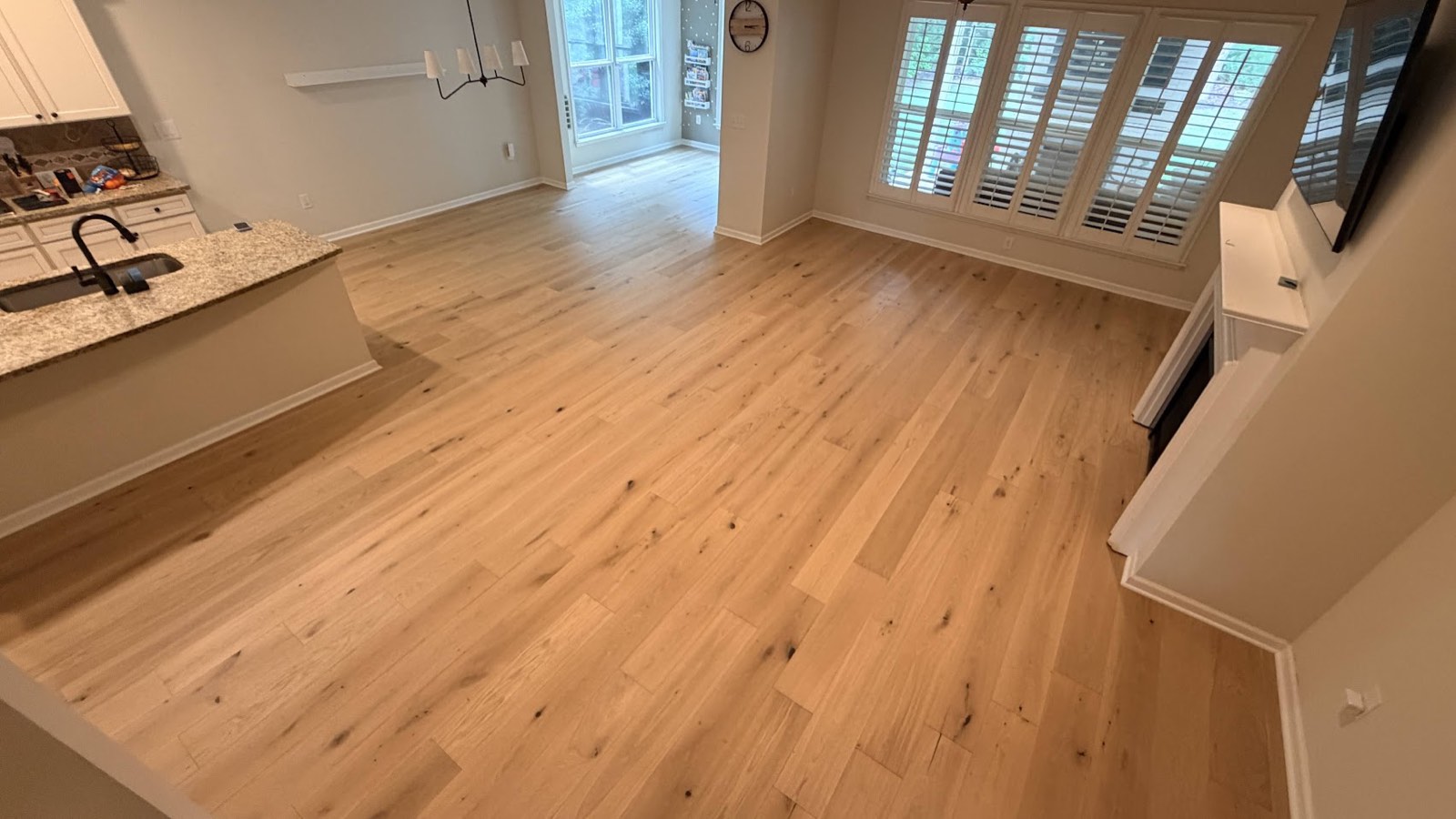 Engineered European French Oak wide plank floor installed in a Canton, GA home