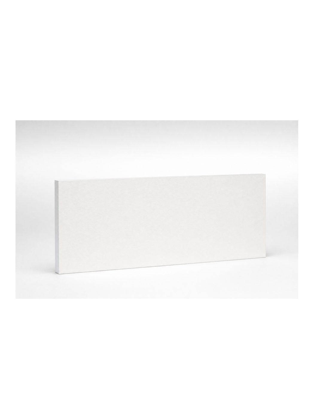 Flat white-primed stair riser panel with square edges, ready for paint