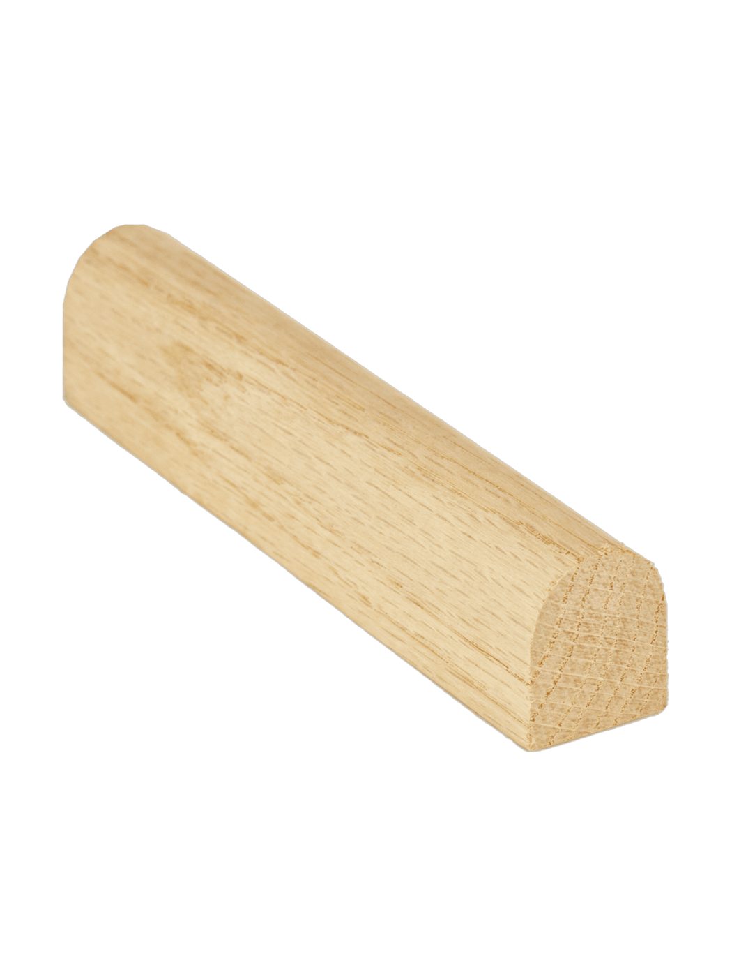 Two red oak stair nosing profiles side by side, a flush nosing and an overlap nosing with a grooved underside, unfinished